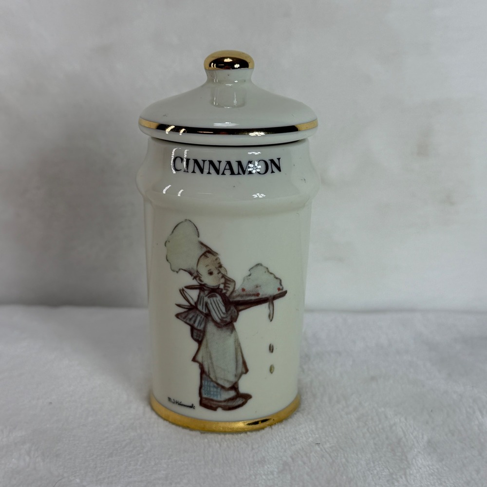 Vintage MJ Hummel Cinnamon Spice Jar Ceramic Gold Trim Japan No Chips or Cracks